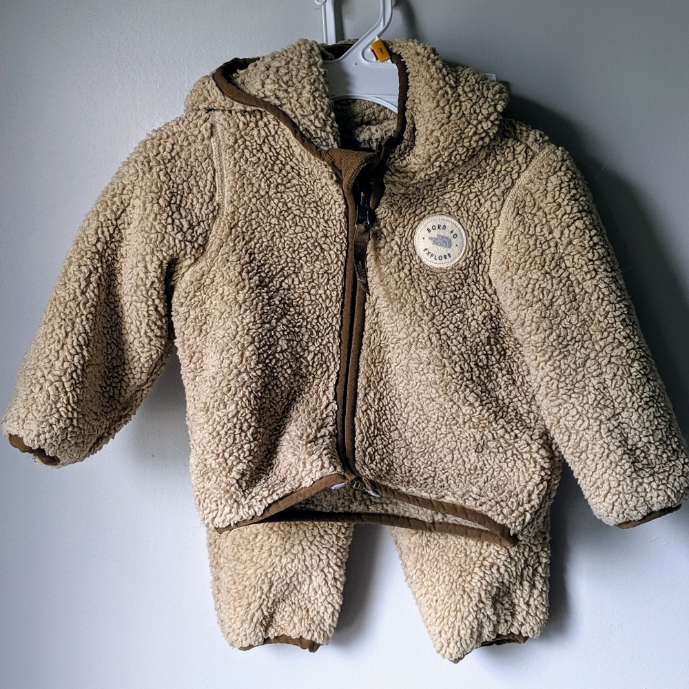 North Face 6-12m Fleece Sherpa Bear Set